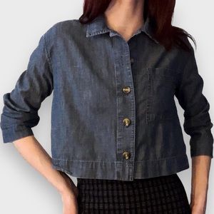 Cropped Denim-Style Jacket - Size S